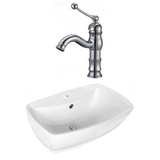 American Imaginations AI-17729 22" White Rectangular Ceramic Above Counter Bathroom Vessel Sink Set