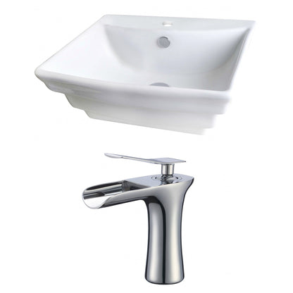 American Imaginations AI-17799 20" White Rectangular Ceramic Above Counter Bathroom Vessel Sink Set