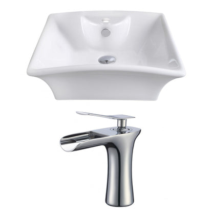 American Imaginations AI-17803 20" White Rectangular Ceramic Above Counter Bathroom Vessel Sink Set