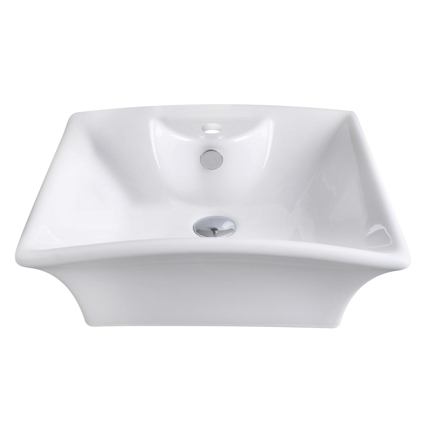 American Imaginations AI-17804 20" White Rectangular Ceramic Above Counter Bathroom Vessel Sink Set