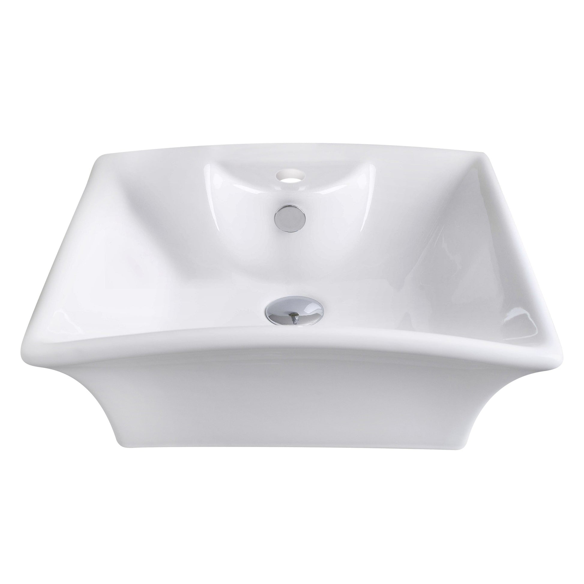 American Imaginations AI-17804 20" White Rectangular Ceramic Above Counter Bathroom Vessel Sink Set