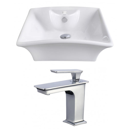 American Imaginations AI-17804 20" White Rectangular Ceramic Above Counter Bathroom Vessel Sink Set