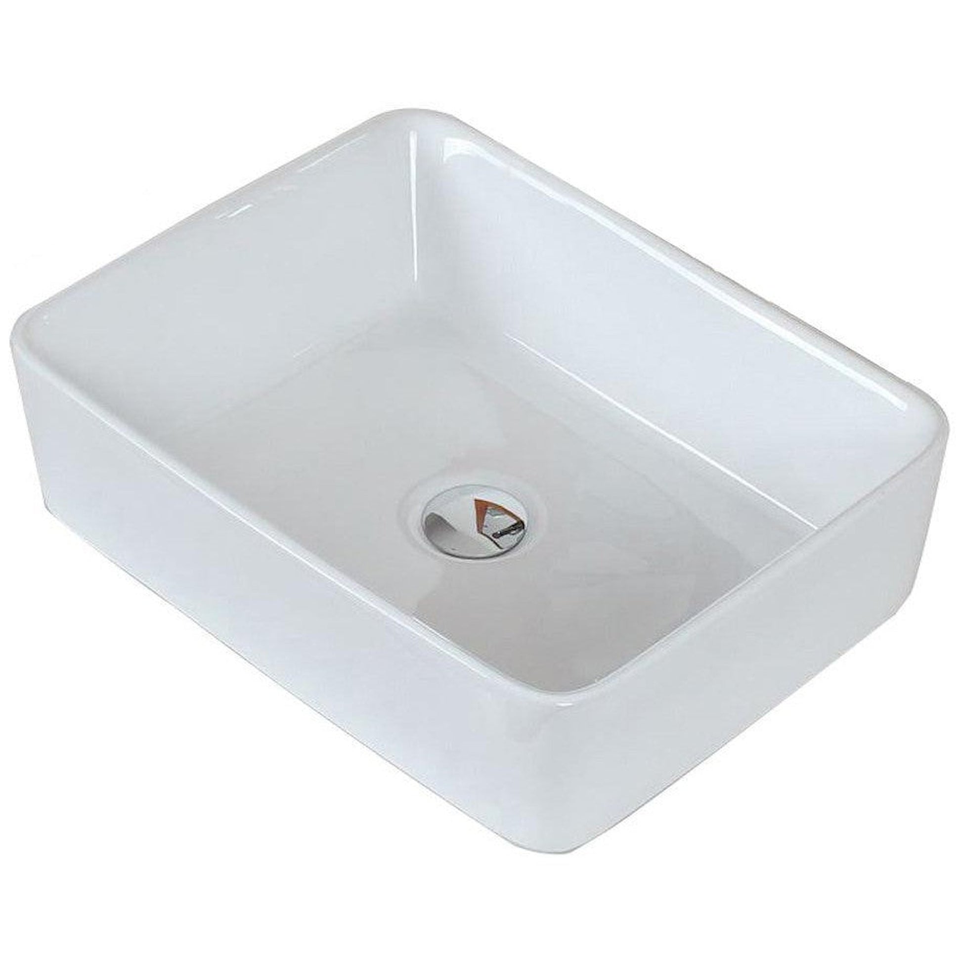 American Imaginations AI-17816 19" White Rectangular Ceramic Above Counter Bathroom Vessel Sink Set