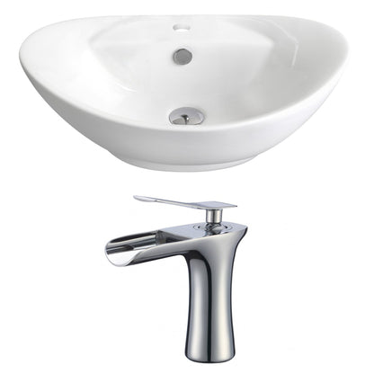American Imaginations AI-17817 23" White Oval Ceramic Above Counter Bathroom Vessel Sink Set