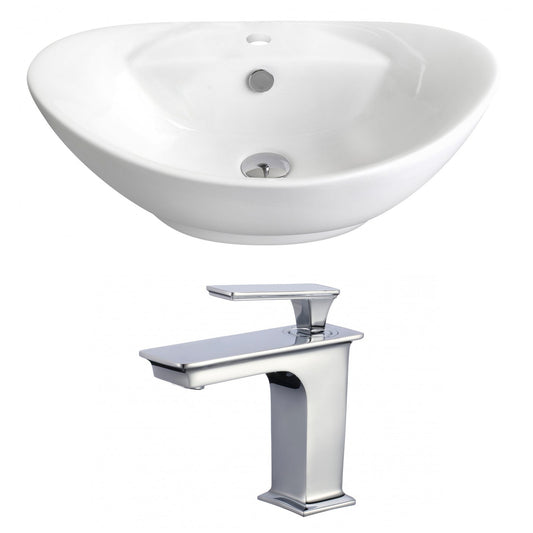 American Imaginations AI-17818 23" White Oval Ceramic Above Counter Bathroom Vessel Sink Set