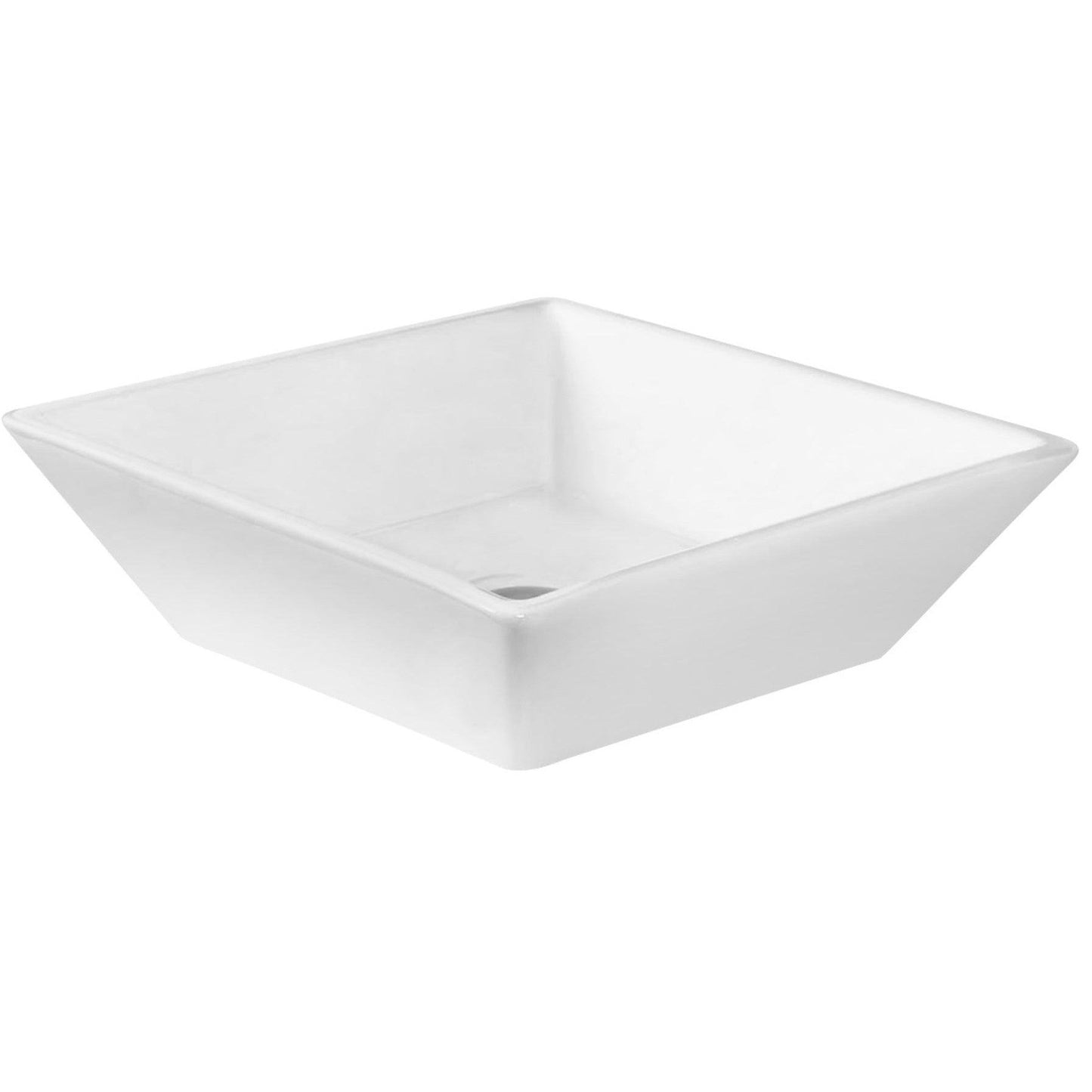 American Imaginations AI-17820 16" White Square Ceramic Above Counter Bathroom Vessel Sink Set