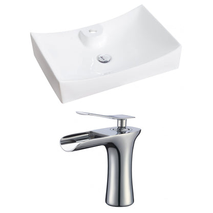 American Imaginations AI-17821 26" White Rectangular Ceramic Above Counter Bathroom Vessel Sink Set