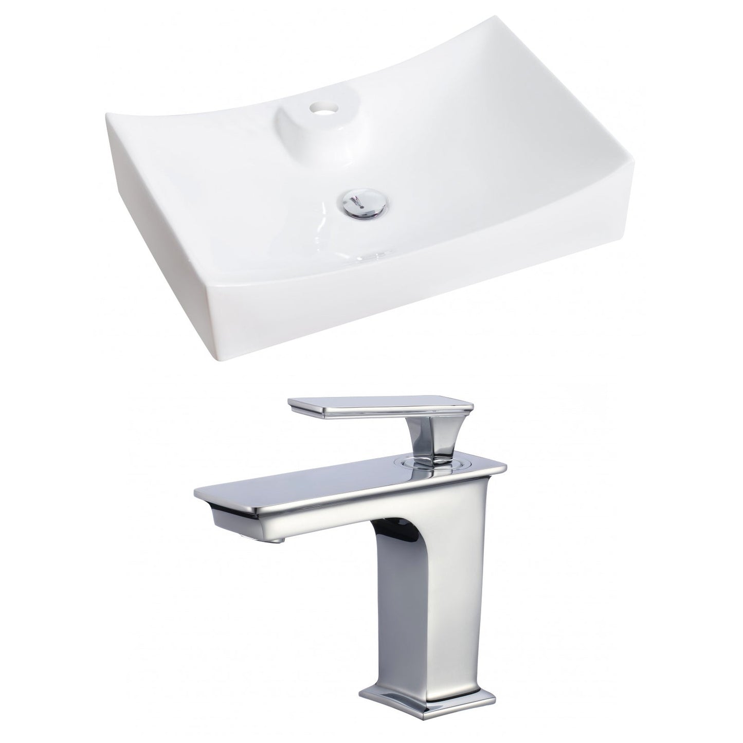 American Imaginations AI-17822 26" White Rectangular Ceramic Above Counter Bathroom Vessel Sink Set