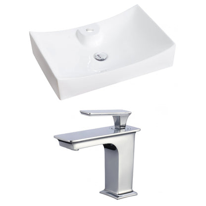 American Imaginations AI-17822 26" White Rectangular Ceramic Above Counter Bathroom Vessel Sink Set