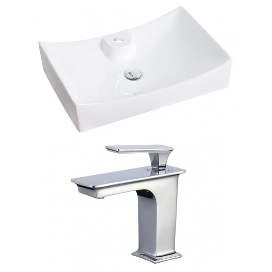 American Imaginations AI-17822 26" White Rectangular Ceramic Above Counter Bathroom Vessel Sink Set