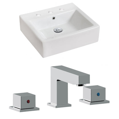 American Imaginations AI-17829 21" White Rectangular Ceramic Above Counter Bathroom Vessel Sink Set