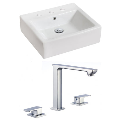 American Imaginations AI-17830 21" White Rectangular Ceramic Above Counter Bathroom Vessel Sink Set