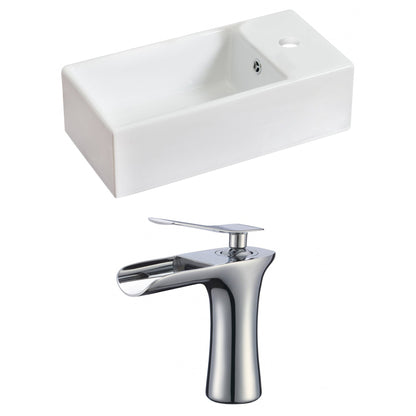 American Imaginations AI-17831 19" White Rectangular Ceramic Above Counter Bathroom Vessel Sink Set