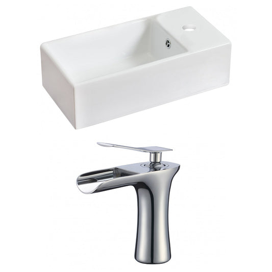 American Imaginations AI-17831 19" White Rectangular Ceramic Above Counter Bathroom Vessel Sink Set