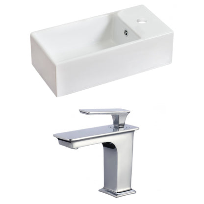 American Imaginations AI-17832 19" White Rectangular Ceramic Above Counter Bathroom Vessel Sink Set