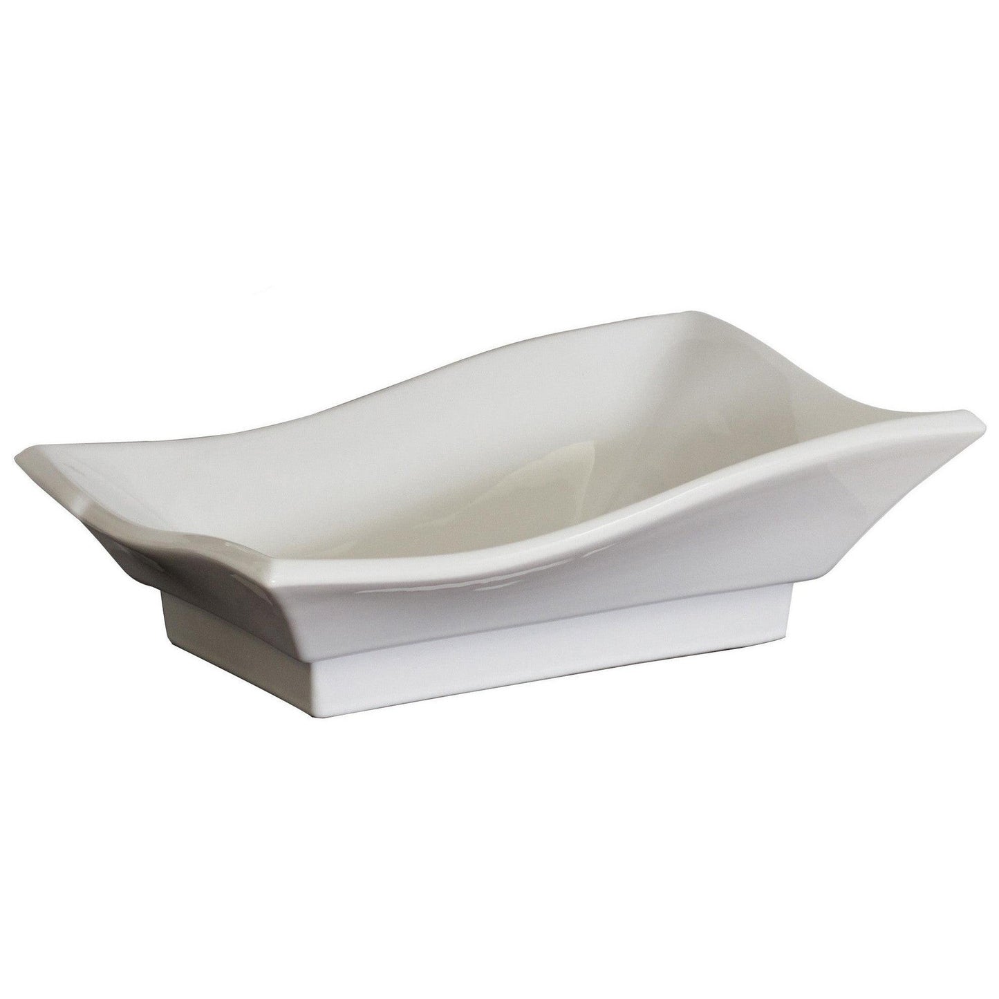 American Imaginations AI-17835 20" White Unique Ceramic Above Counter Bathroom Vessel Sink Set