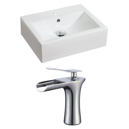 American Imaginations AI-17837 21" White Rectangular Ceramic Above Counter Bathroom Vessel Sink Set