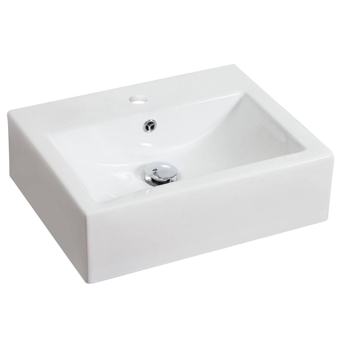 American Imaginations AI-17838 20" White Rectangular Ceramic Above Counter Bathroom Vessel Sink Set