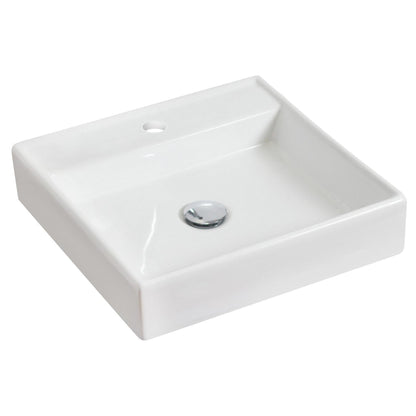 American Imaginations AI-17842 18" White Square Ceramic Above Counter Bathroom Vessel Sink Set