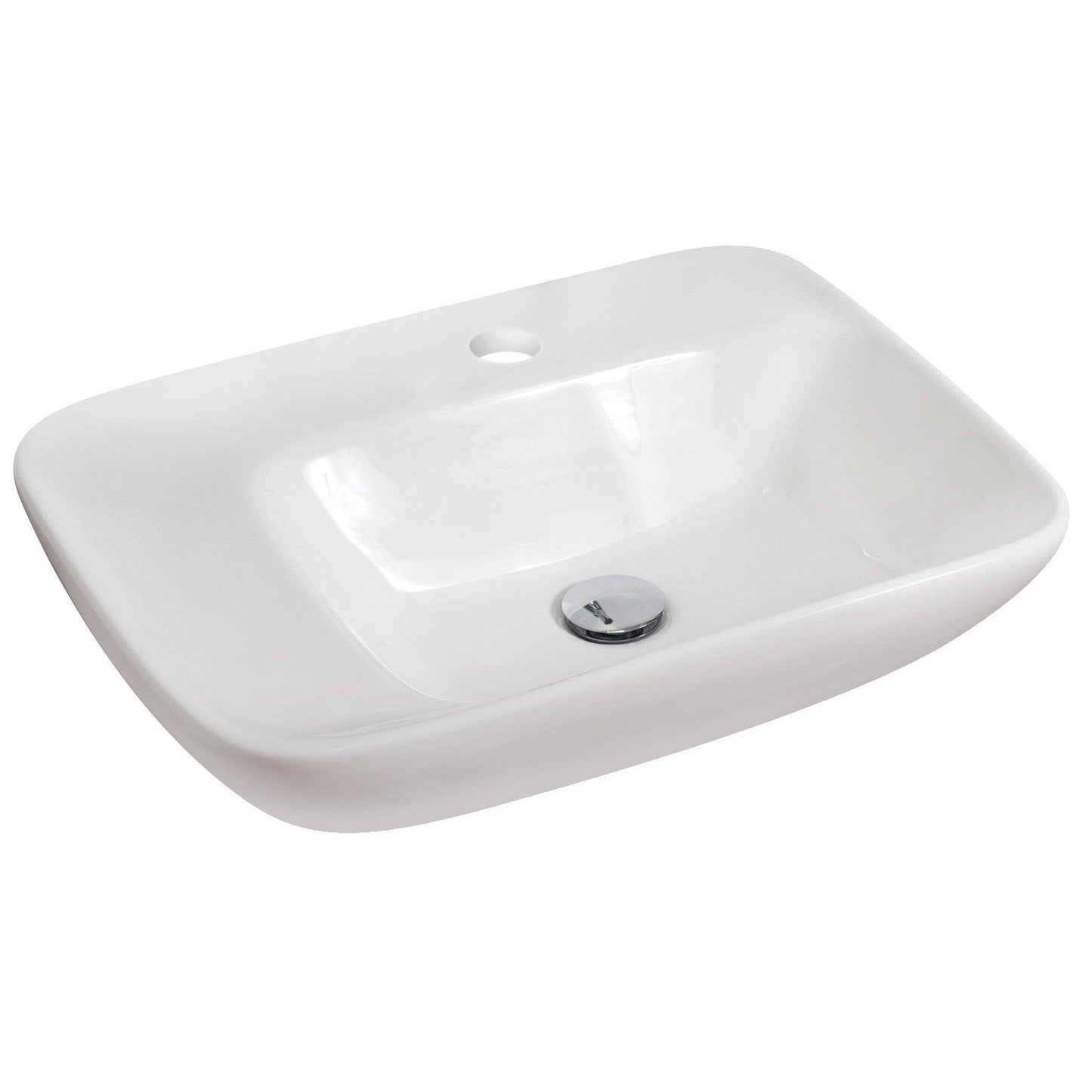 American Imaginations AI-17845 24" White Rectangular Ceramic Above Counter Bathroom Vessel Sink Set