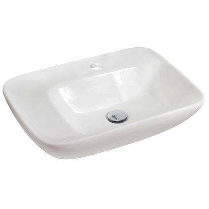 American Imaginations AI-17845 24" White Rectangular Ceramic Above Counter Bathroom Vessel Sink Set