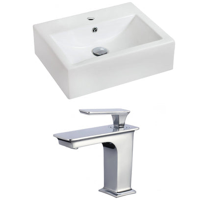 American Imaginations AI-17848 20" White Rectangular Ceramic Wall Mount Bathroom Vessel Sink Set
