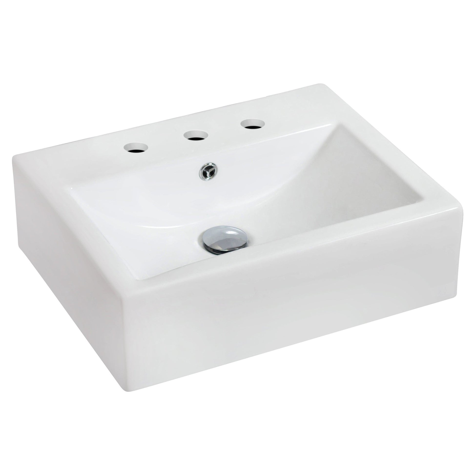 American Imaginations AI-17850 20" White Rectangular Ceramic Wall Mount Bathroom Vessel Sink Set