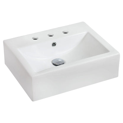 American Imaginations AI-17850 20" White Rectangular Ceramic Wall Mount Bathroom Vessel Sink Set