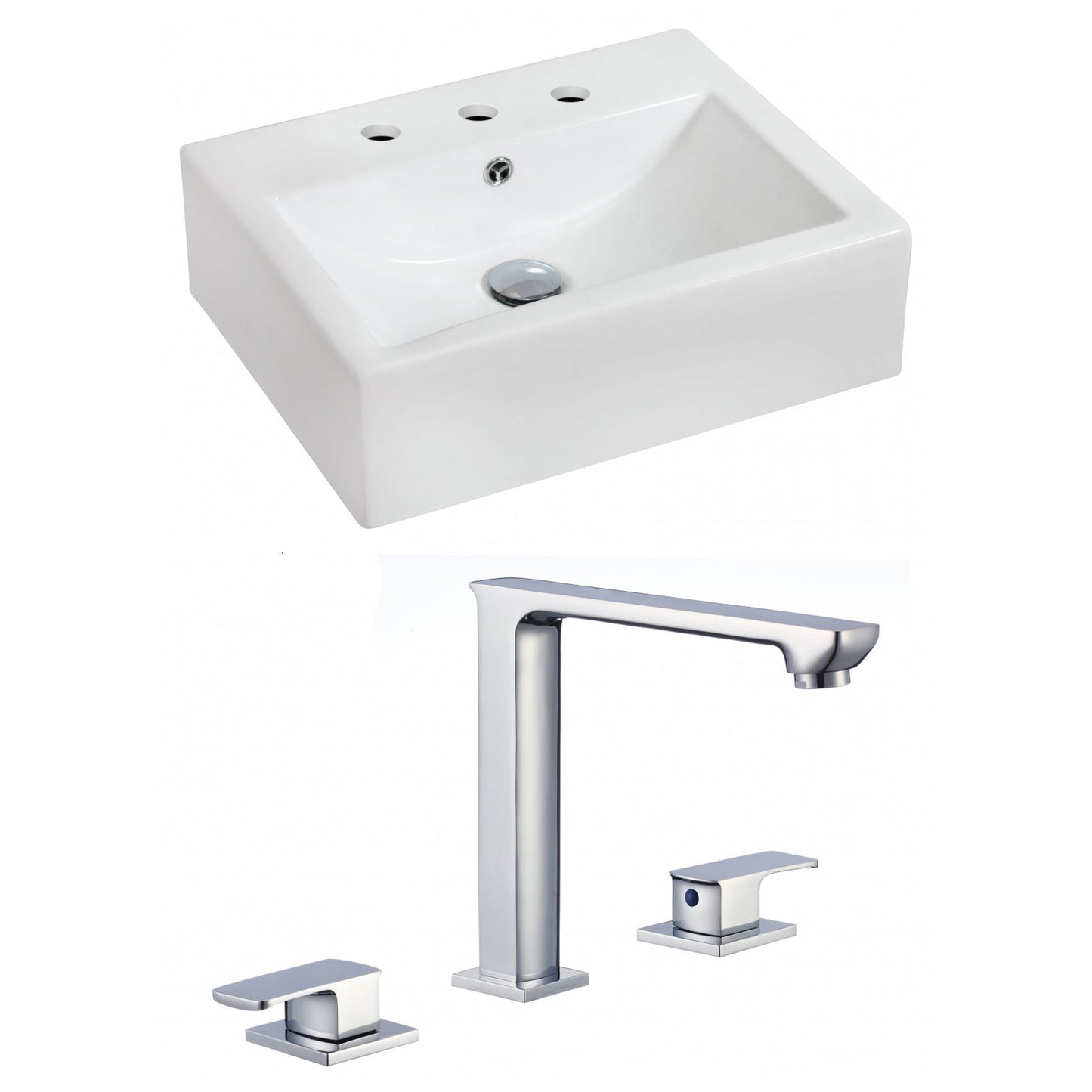 American Imaginations AI-17850 20" White Rectangular Ceramic Wall Mount Bathroom Vessel Sink Set