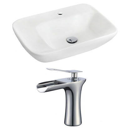 American Imaginations AI-17851 24" White Rectangular Ceramic Wall Mount Bathroom Vessel Sink Set