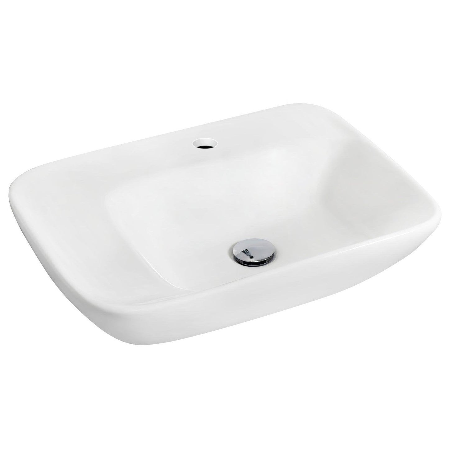 American Imaginations AI-17852 24" White Rectangular Ceramic Wall Mount Bathroom Vessel Sink Set