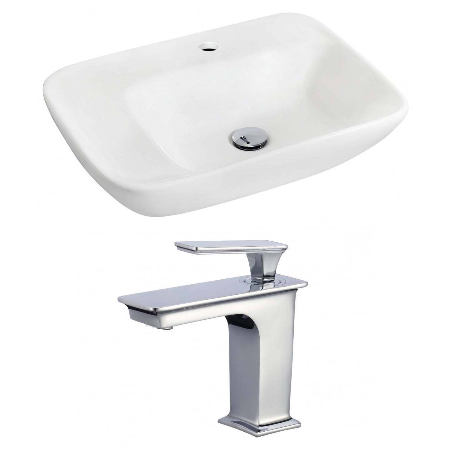 American Imaginations AI-17852 24" White Rectangular Ceramic Wall Mount Bathroom Vessel Sink Set
