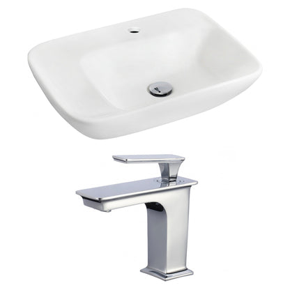 American Imaginations AI-17852 24" White Rectangular Ceramic Wall Mount Bathroom Vessel Sink Set
