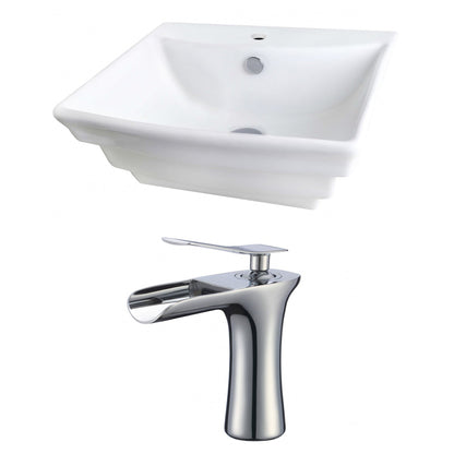 American Imaginations AI-17853 20" White Rectangular Ceramic Wall Mount Bathroom Vessel Sink Set