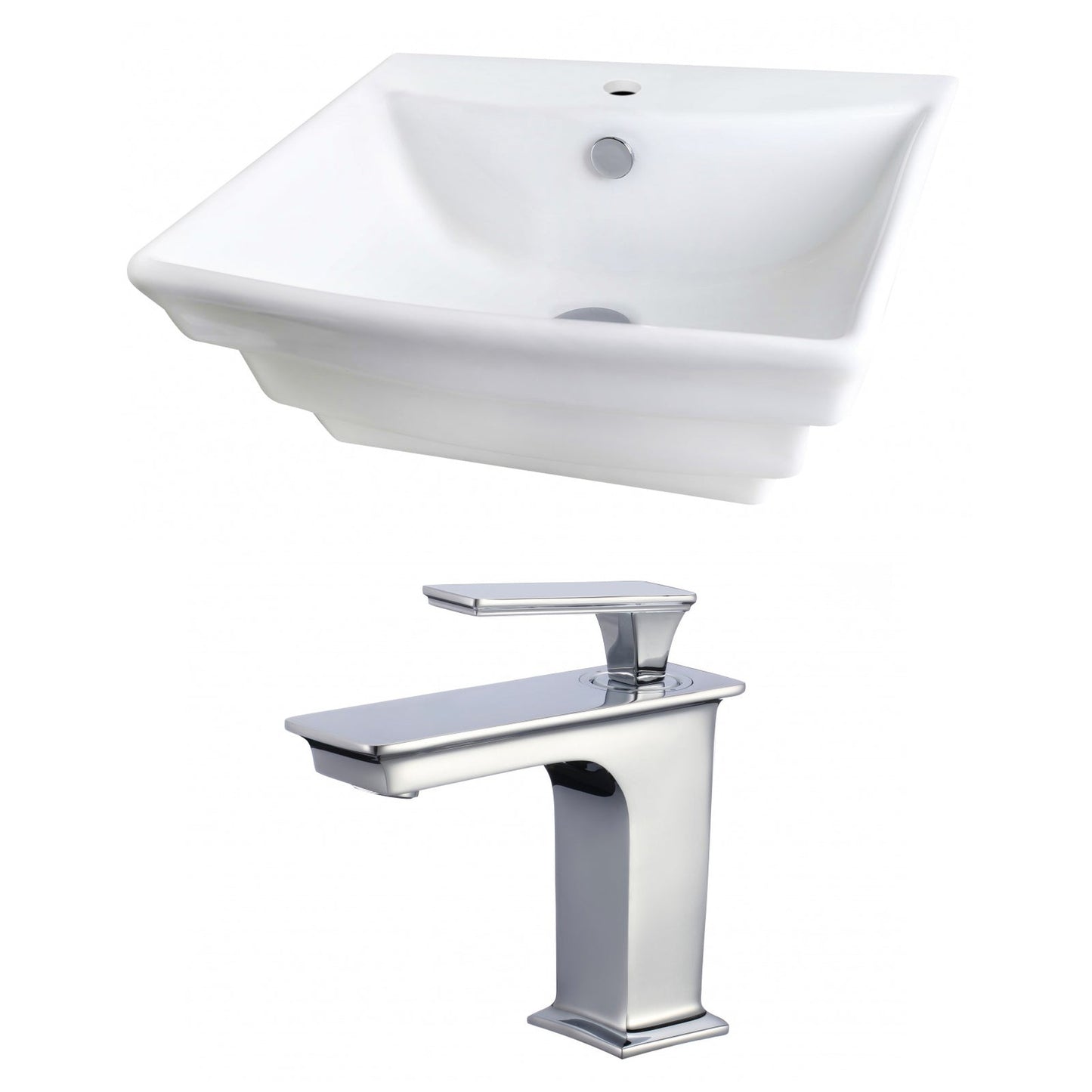 American Imaginations AI-17854 20" White Rectangular Ceramic Wall Mount Bathroom Vessel Sink Set