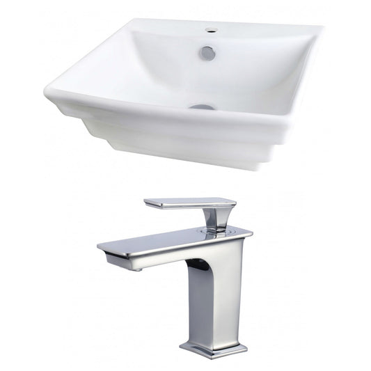 American Imaginations AI-17854 20" White Rectangular Ceramic Wall Mount Bathroom Vessel Sink Set