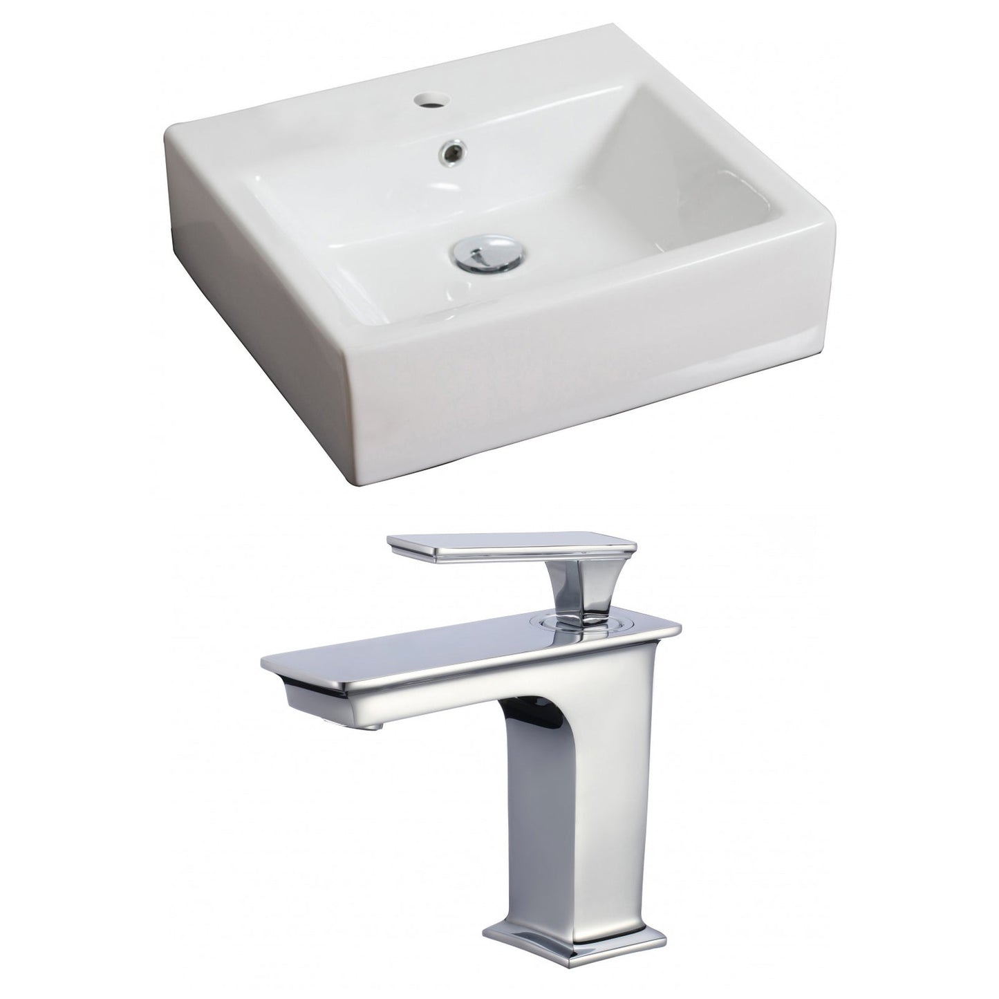 American Imaginations AI-17856 21" White Rectangular Ceramic Wall Mount Bathroom Vessel Sink Set