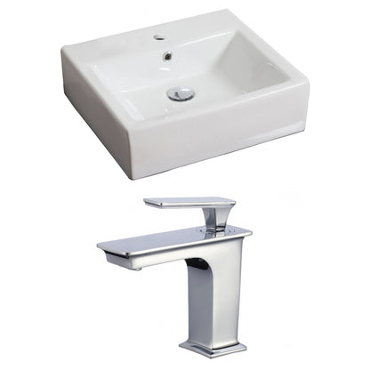 American Imaginations AI-17856 21" White Rectangular Ceramic Wall Mount Bathroom Vessel Sink Set