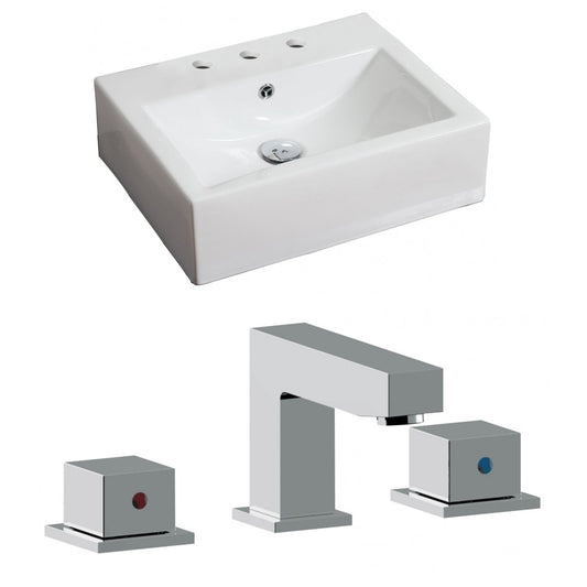 American Imaginations AI-17857 21" White Rectangular Ceramic Wall Mount Bathroom Vessel Sink Set