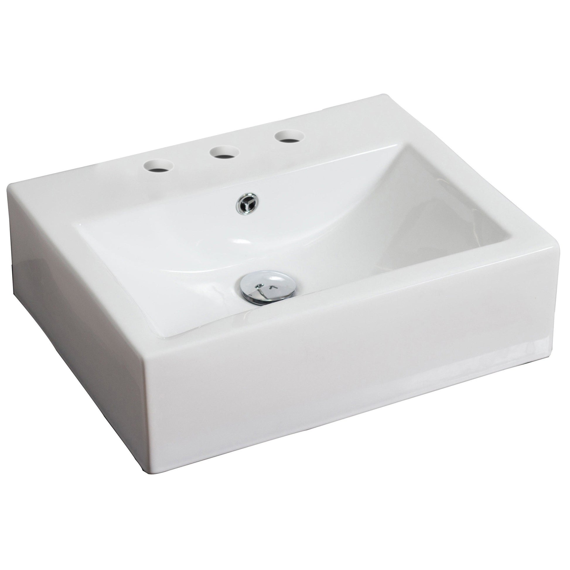 American Imaginations AI-17858 21" White Rectangular Ceramic Wall Mount Bathroom Vessel Sink Set