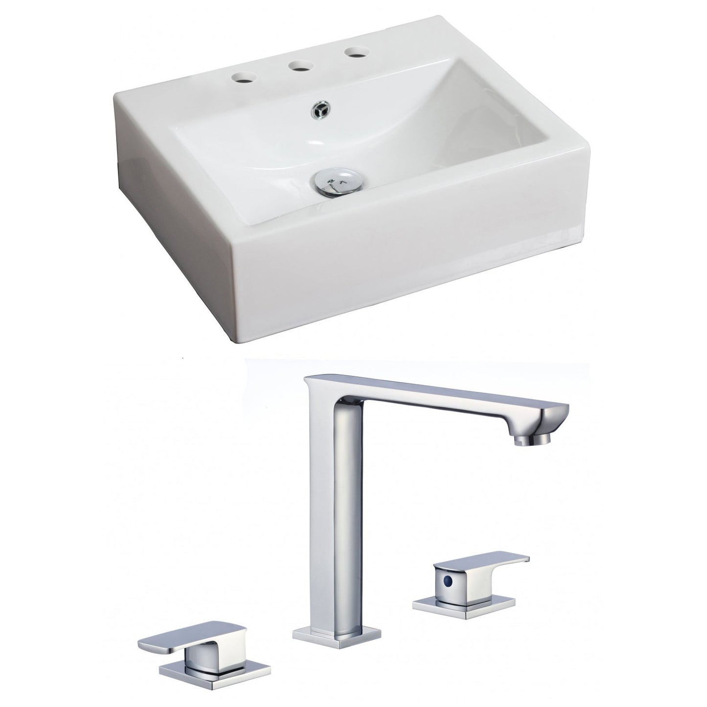 American Imaginations AI-17858 21" White Rectangular Ceramic Wall Mount Bathroom Vessel Sink Set
