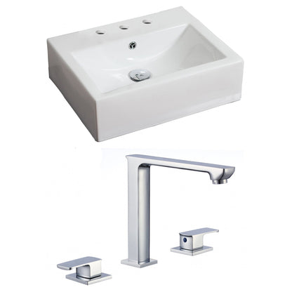American Imaginations AI-17858 21" White Rectangular Ceramic Wall Mount Bathroom Vessel Sink Set
