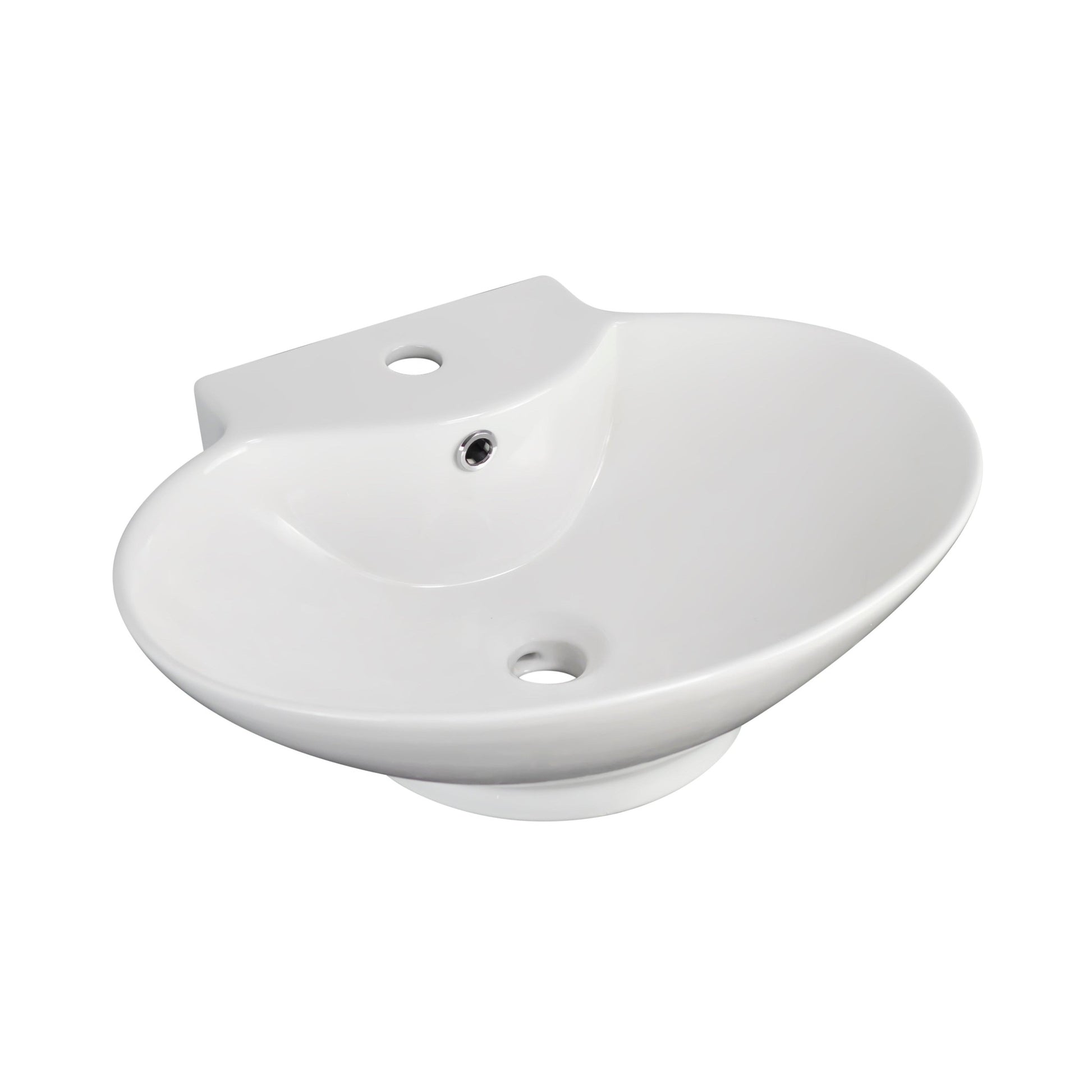 American Imaginations AI-17861 23" White Oval Ceramic Wall Mount Bathroom Vessel Sink Set