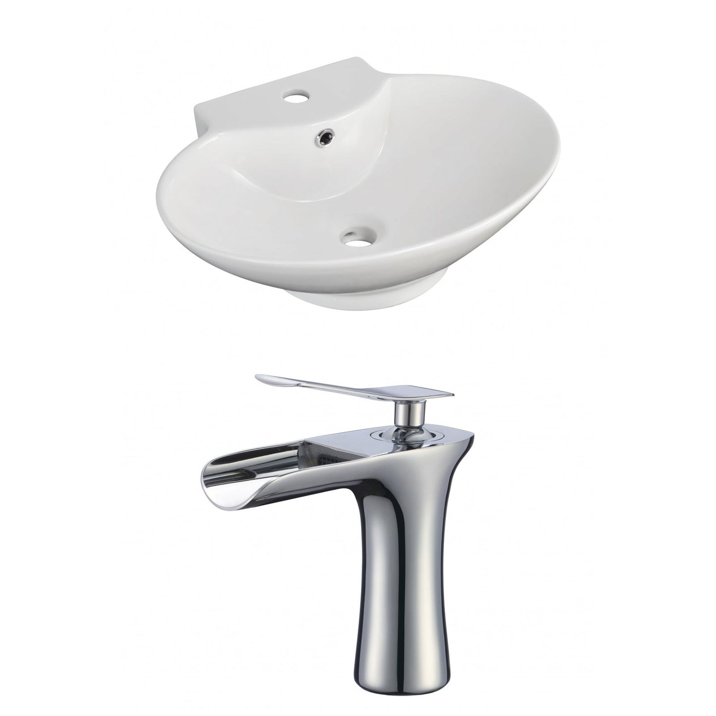 American Imaginations AI-17861 23" White Oval Ceramic Wall Mount Bathroom Vessel Sink Set