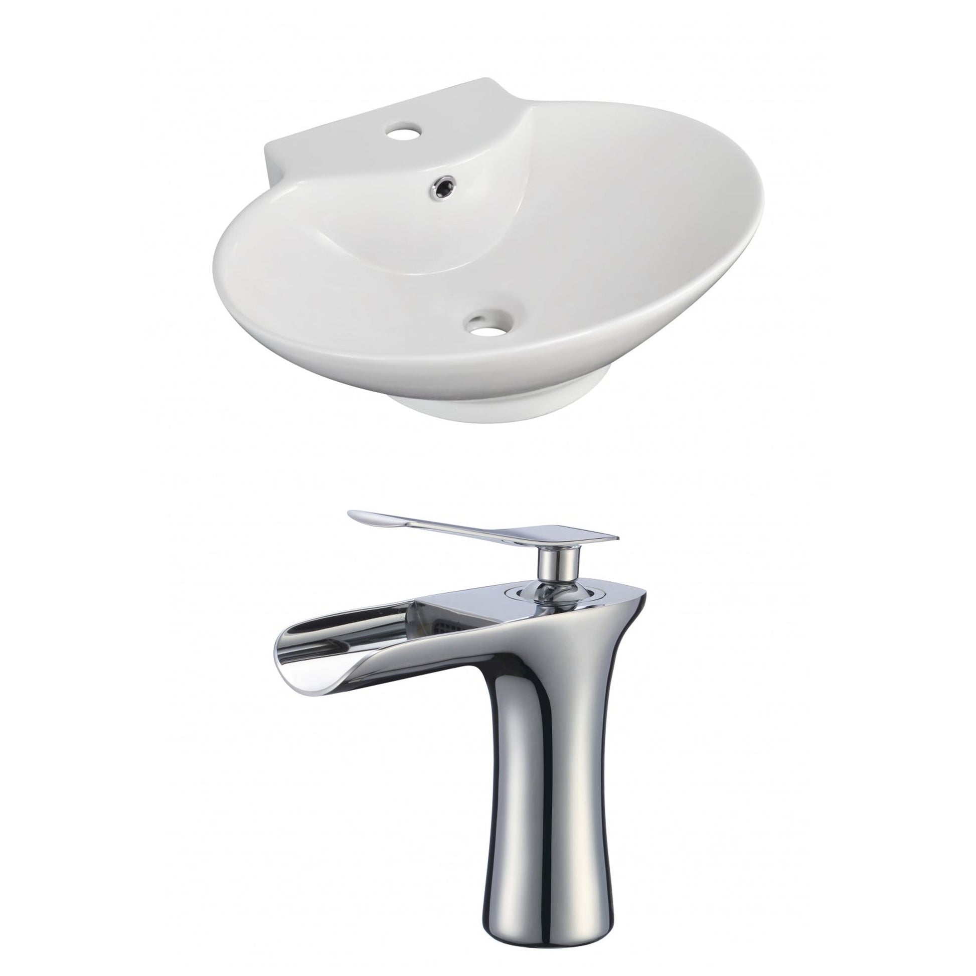 American Imaginations AI-17861 23" White Oval Ceramic Wall Mount Bathroom Vessel Sink Set
