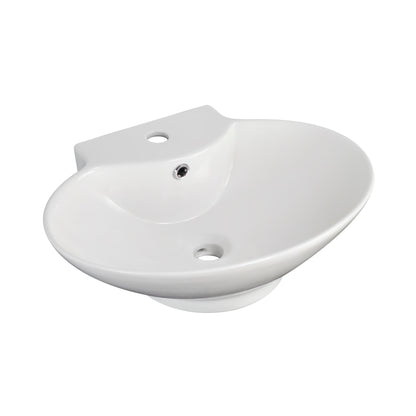 American Imaginations AI-17862 23" White Oval Ceramic Wall Mount Bathroom Vessel Sink Set