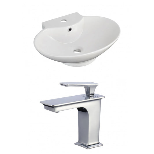 American Imaginations AI-17862 23" White Oval Ceramic Wall Mount Bathroom Vessel Sink Set