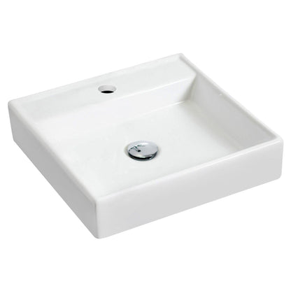 American Imaginations AI-17865 18" White Square Ceramic Wall Mount Bathroom Vessel Sink Set