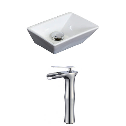 American Imaginations AI-17873 12" White Rectangular Ceramic Above Counter Bathroom Vessel Sink Set