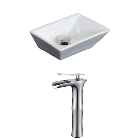 American Imaginations AI-17873 12" White Rectangular Ceramic Above Counter Bathroom Vessel Sink Set